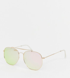 Эксклюзивные солнцезащитные очки-авиаторы в шестиугольной оправе цвета розового золота South Beach - Золотой