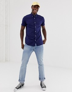 Рубашка из смешанного льна с короткими рукавами Jack & Jones Essentials - Синий