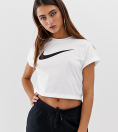 Белая укороченная футболка с логотипом-галочкой Nike - Белый