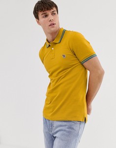 Горчичное поло узкого кроя с контрастным воротником PS Paul Smith - Желтый