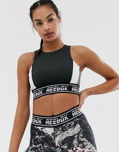 Черный удлиненный бюстгальтер колор блок Reebok - Черный