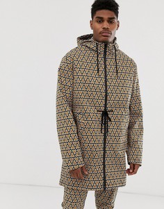 Комбинируемая куртка Харрингтон с геометрическим принтом ASOS DESIGN - Оранжевый