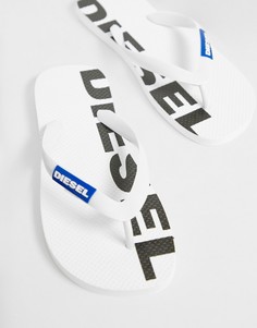 Белые шлепанцы с логотипом Diesel - Белый