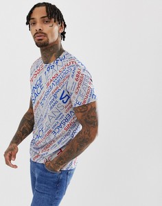 Серая футболка со сплошным принтом логотипа в стиле ретро Versace Jeans - Серый