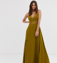 Платье макси с гипюровым кружевом на талии ASOS DESIGN - Зеленый
