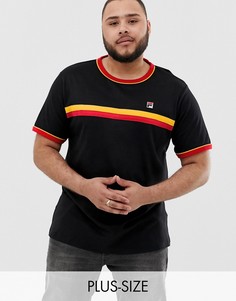 Черная футболка с окантовкой и полосками Fila Plus Razee - Черный
