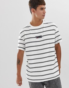 Белая футболка в полоску с логотипом на груди Tommy Jeans - Белый