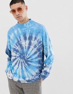 Свободный лонгслив с принтом тай-дай ASOS DESIGN - Синий