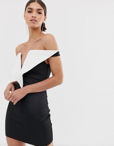 Платье мини с V-образным вырезом ASOS DESIGN - Черный