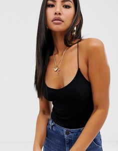 Черный боди на тонких бретелях ASOS DESIGN - Черный