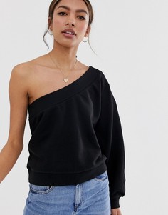 Свитшот на одно плечо с пышным рукавом ASOS DESIGN - Черный