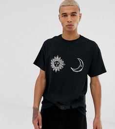 Oversize-футболка с принтом солнца и луны Reclaimed Vintage - Черный