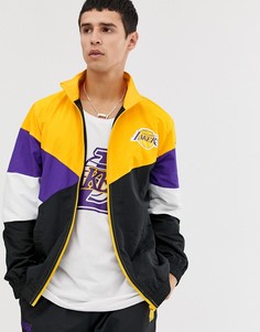 Черная спортивная куртка колор блок в стиле ретро New Era NBA LA Lakers - Черный