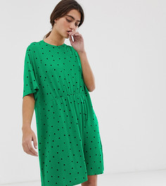 Зеленое свободное трикотажное платье с треугольным узором Monki - Зеленый