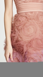 Marchesa Notte Strapless Ombre Textured Tulle Gown