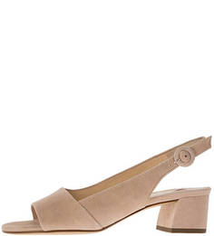 Замшевые бежевые босножки на каблуке Högl