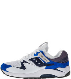 Белые текстильные кроссовки с замшевыми вставками Grid 9000 Saucony