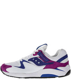 Белые текстильные кроссовки с замшевыми вставками Grid 9000 Saucony