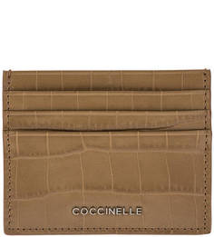 Коричневая кожаная визитница с выделкой под рептилию Metallic Croco Coccinelle