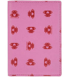 Кожаная обложка цвета фуксии Travel Items Heart Print Coccinelle