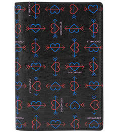 Кожаная обложка черного цвета Travel Items Heart Print Coccinelle
