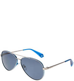 Поляризованные очки авиаторы с синими линзами Polaroid