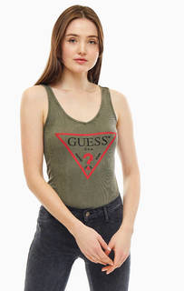 Хлопковая майка с декоративной отделкой Guess