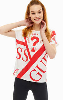 Футболка белого цвета с круглым вырезом Guess
