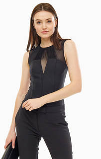 Черный топ-боди с сетчатой вставкой Marciano Guess