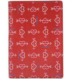 Красная кожаная обложка Travel Items Heart Print Coccinelle