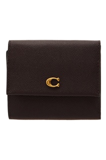 Компактный бордовый кошелек с монограммой Coach