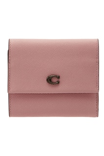 Компактный розовый кошелек с монограммой Coach