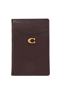 Темно-красная кожаная кредитница Coach