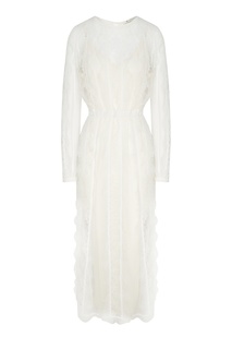 Двухслойное белое платье с кружевом Laroom