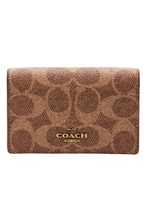 Бежево-коричневая визитница с монограммами Coach