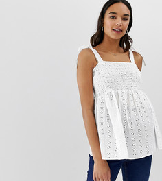 Летний топ с вышивкой и завязкой на плече ASOS DESIGN Maternity - Белый