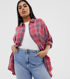 Рубашка бойфренда в клетку тартан с длинными рукавами ASOS DESIGN Curve - Мульти