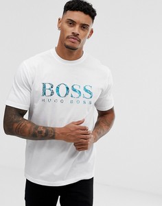 Белая футболка с большим логотипом BOSS Teecher 4 - Белый
