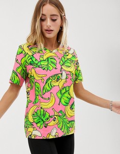 Футболка с принтом бананов Love Moschino - Розовый