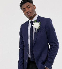 Темно-синий свадебный облегающий блейзер из хлопка ASOS DESIGN Tall - Темно-синий