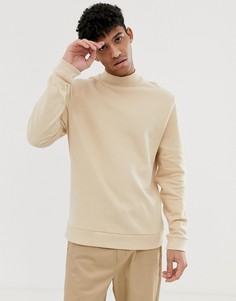 Бежевый свитшот с высоким воротом ASOS DESIGN - Бежевый