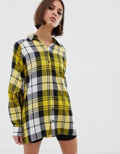Желтая oversize-рубашка бойфренда в клетку ASOS DESIGN - Мульти
