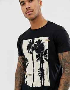 Черная футболка с фотопринтом пальм Replay - Черный