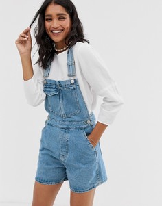Голубой джинсовый комбинезон-шорты ASOS DESIGN - Синий