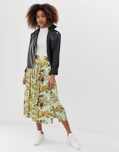 Плиссированная юбка миди с пуговицами и платочным принтом ASOS DESIGN - Мульти