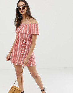 Сарафан из пике в полоску с открытыми плечами и поясом ASOS DESIGN - Мульти