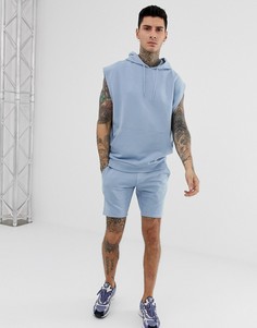 Спортивный костюм с худи без рукавов и шортами скинни ASOS DESIGN - Синий