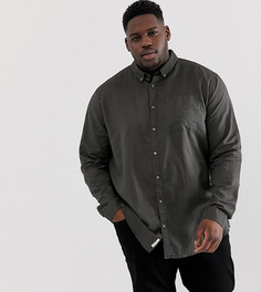 Рубашка цвета хаки на основе льна River Island Big & Tall - Зеленый