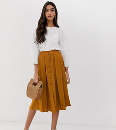 Юбка миди со складками и пуговицами ASOS DESIGN Tall - Желтый