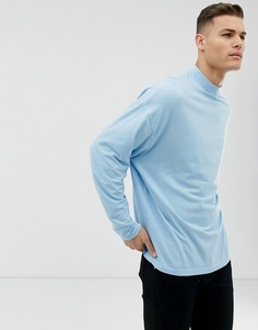 Голубой oversize-лонгслив с высоким воротом ASOS DESIGN - Синий